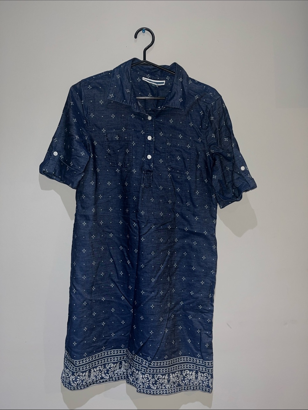 Karen Scott Navy Button-Front Casual Short-Sleeve Shirt